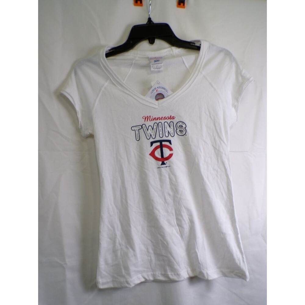 Majestic Minnesota Twins Women's M V-Neck Rhinestone T Shirt